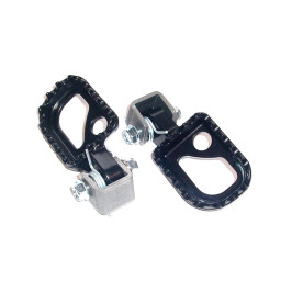 SET OF FOOTPEGS + SUPPORTS CLASSIC MOTORCYCLE BLACK