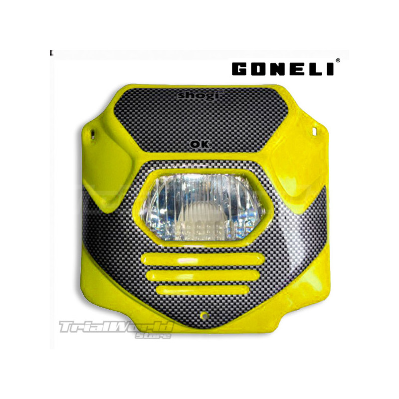 Faro Goneli per moto da trial classica in colore giallo