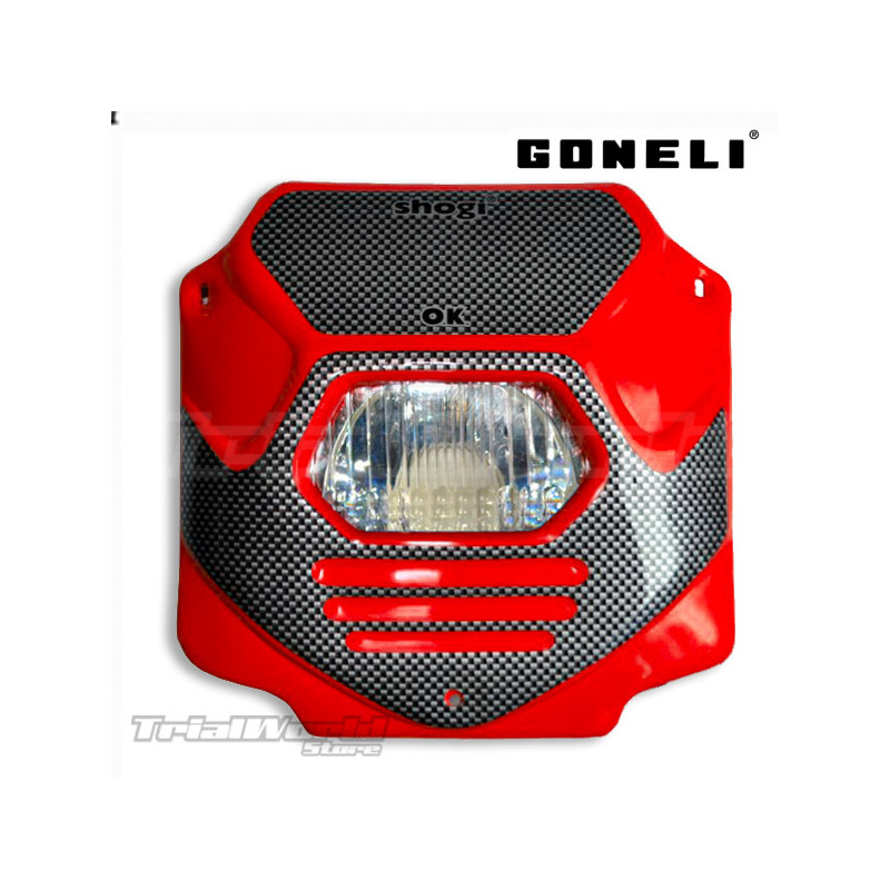 Faro Goneli per moto da trial classica in colore rosso