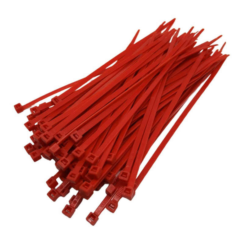 Red plastic cable ties x 100 units