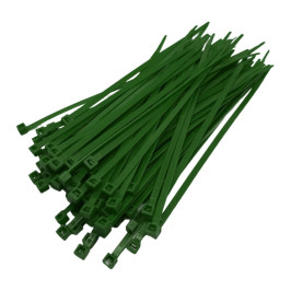 Green plastic cable ties x 100 units