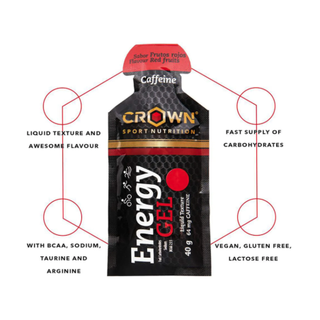 Gel energético Crown Sport Nutrition con cafeína sabor frutos rojos