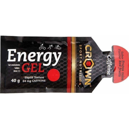 Crown Sport Nutrition caffeinated energy gel with red fruit flavor