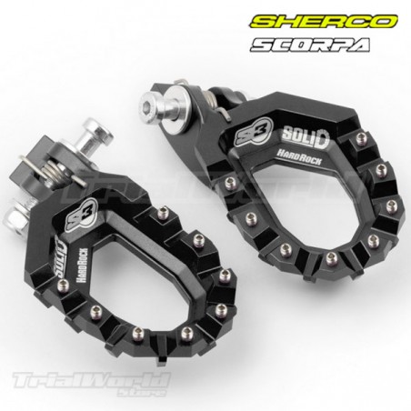 S3 Solid black footrests Sherco STR and Scorpa SCR