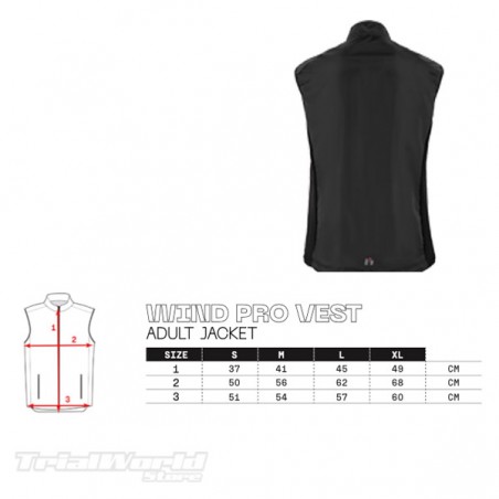 size chart Vest Hebo Line 2.0 Trial red & grey