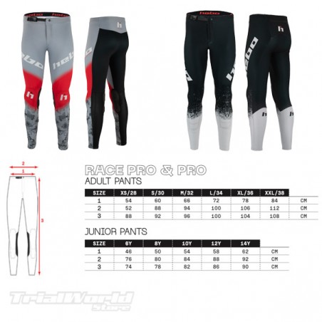 guida alle taglie hebo race pro & pro trousers