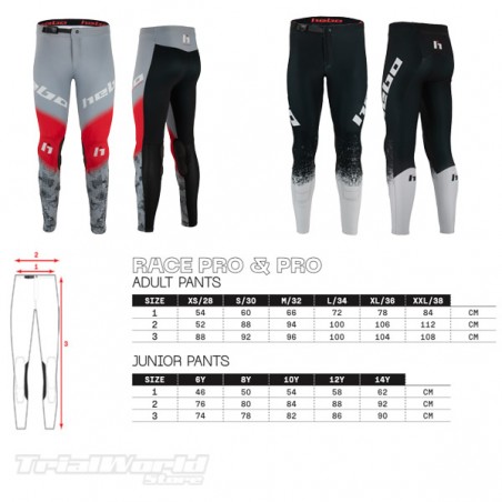 size chart pantalon hebo race pro & pro