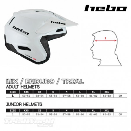 Guia de tallas casco HEBO ZONE PRO
