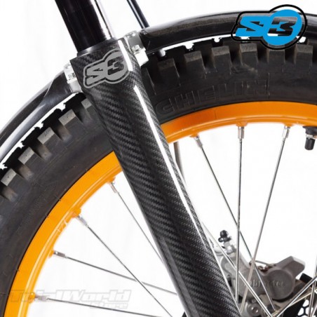 Carbon fork protectors S3 parts valid for Tech / Showa 39mm - Color red