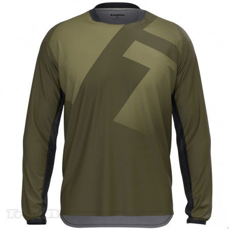 Camiseta trial Hebo TECH verde kaki 2025