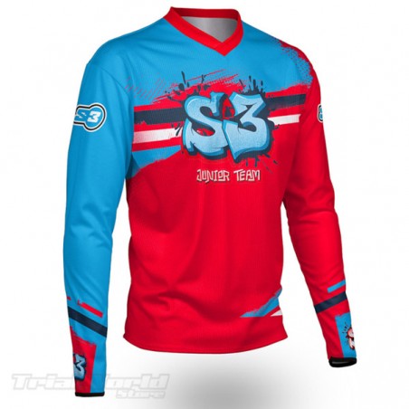 Camiseta trial S3 Junior Team rojo y azul