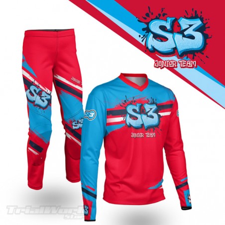 Camiseta trial S3 Junior Team rojo y azul