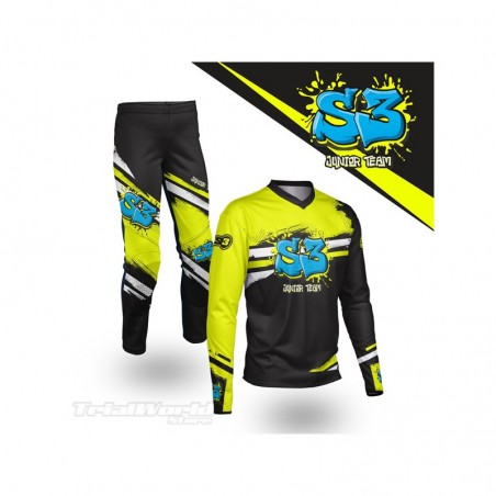 T-shirt trialS3 Junior Team jaune et noir