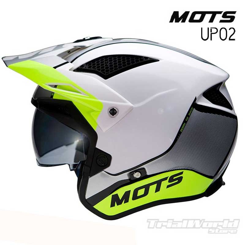 Casco da trial MOTS Jump UP02 Giallo con visiera retrattile | Mots Helmets